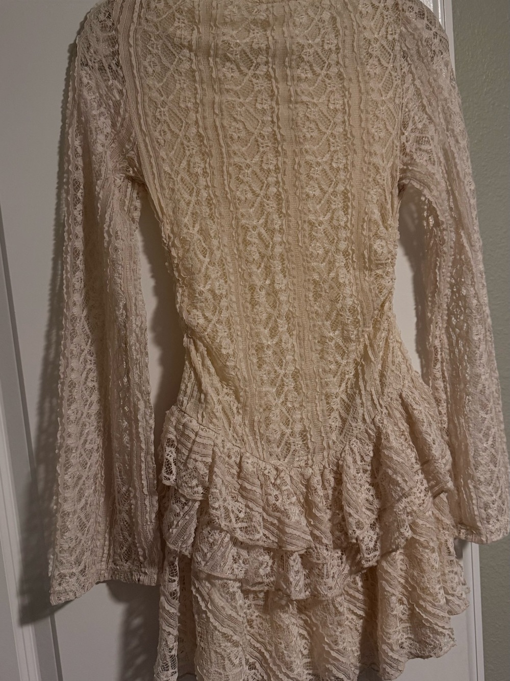 Free People Tabby Lace Mini Dress in Tea - Picture 3 of 5